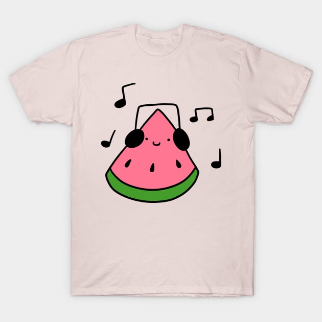 Watermelon Slice with Headphones T-Shirt by saradaboru